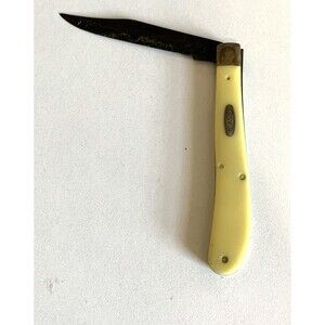 Case XX Slimline Trapper 31048CV Pocket Knife Yellow Delrin Handle USA 80s-2000s